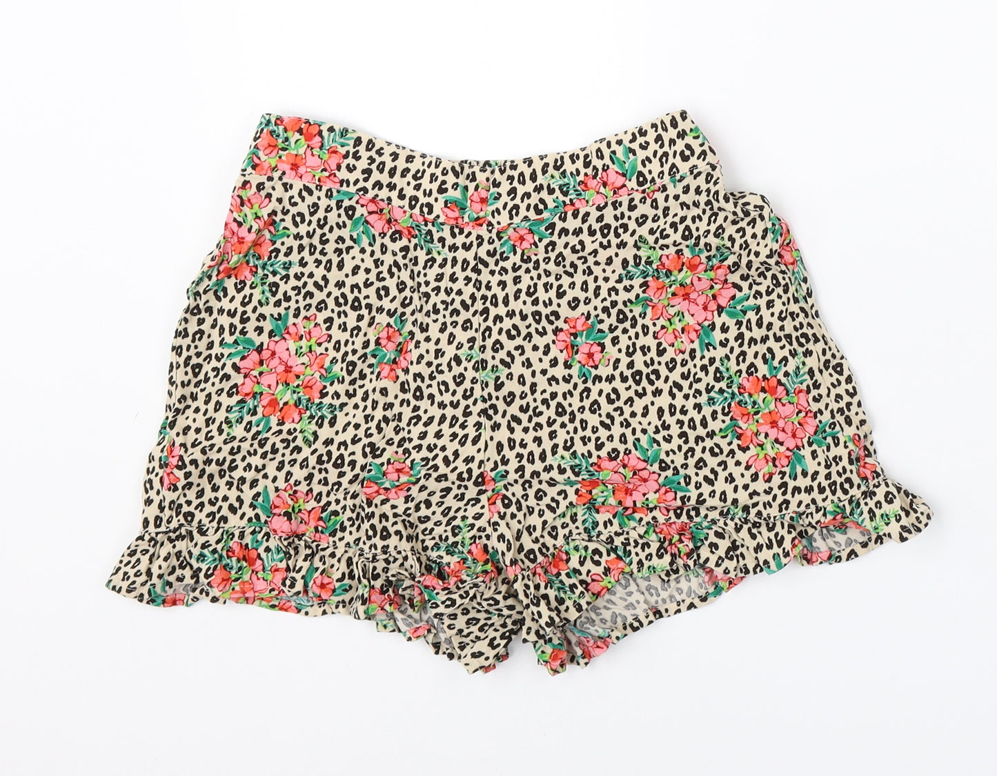 NEXT Girls Beige Animal Print Viscose Hot Pants Shorts Size 11 Years  Regular