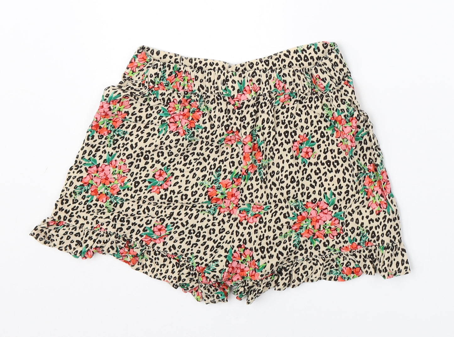 NEXT Girls Beige Animal Print Viscose Hot Pants Shorts Size 11 Years  Regular