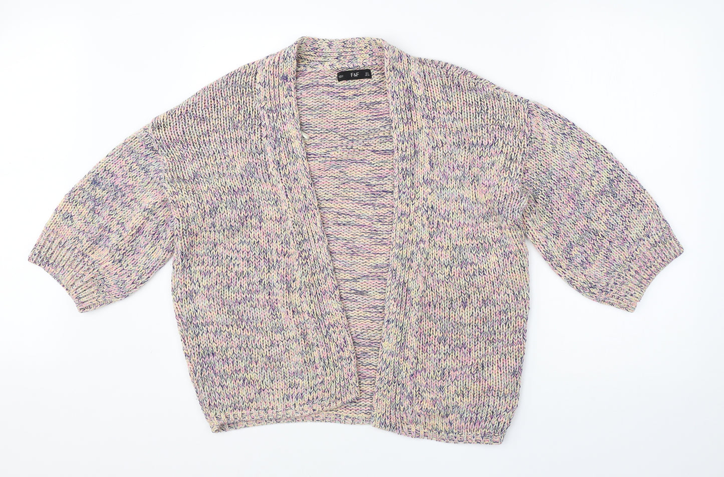 F&F Womens Multicoloured Round Neck  Acrylic Cardigan Jumper Size 8