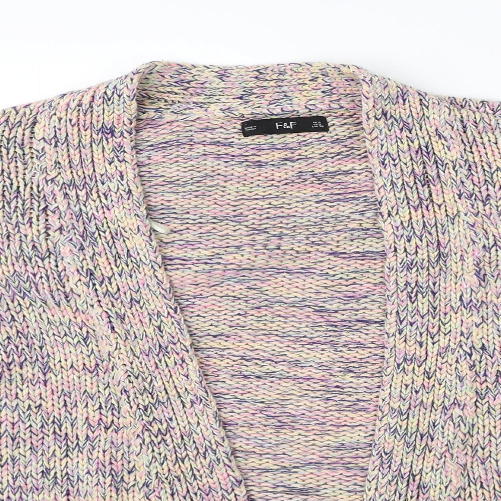 F&F Womens Multicoloured Round Neck  Acrylic Cardigan Jumper Size 8