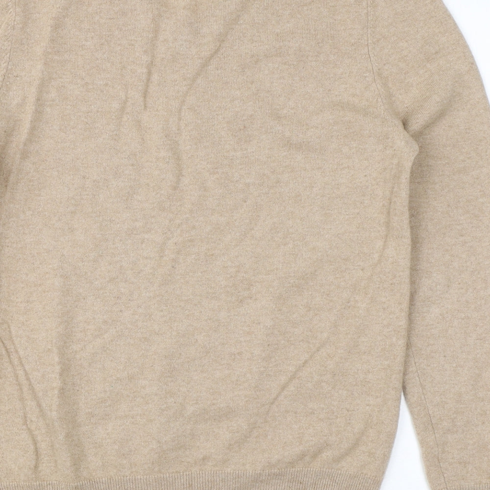 M&S Mens Beige V-Neck  Cashmere Pullover Jumper Size L