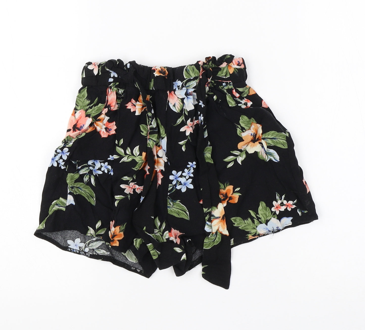 New Look Girls Black Floral Viscose Utility Shorts Size 10 Years  Regular