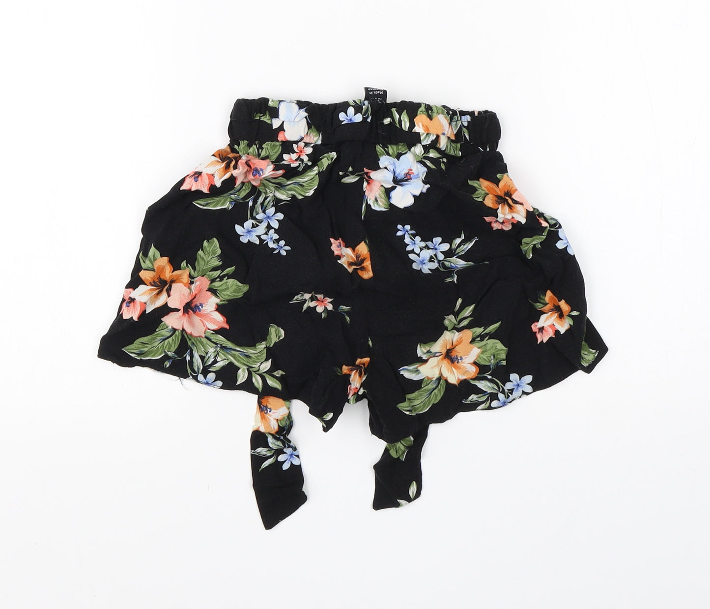 New Look Girls Black Floral Viscose Utility Shorts Size 10 Years  Regular
