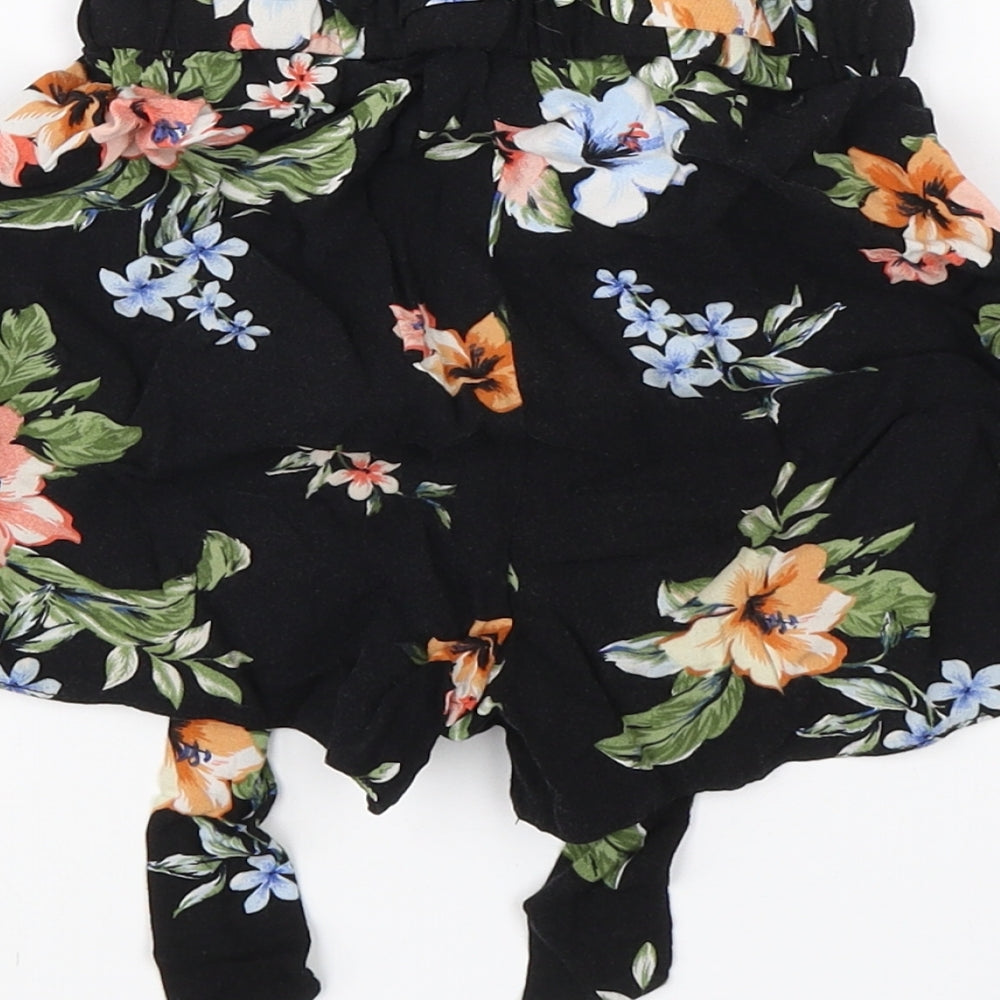 New Look Girls Black Floral Viscose Utility Shorts Size 10 Years  Regular