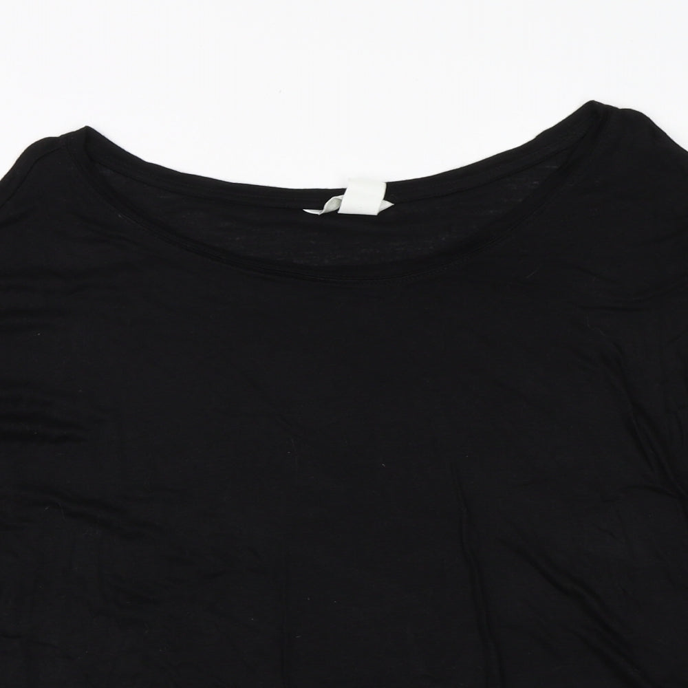 H&M Womens Black  Viscose Basic T-Shirt Size S Round Neck