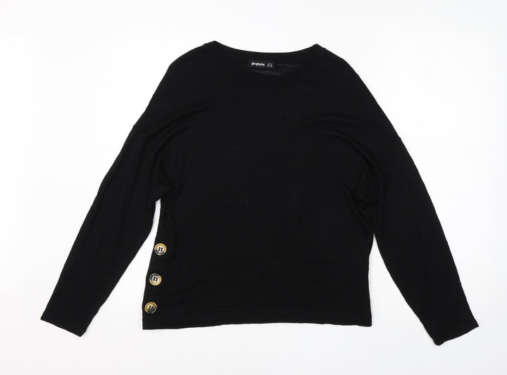 Stradivarius Womens Black Round Neck Viscose Pullover Jumper Size S