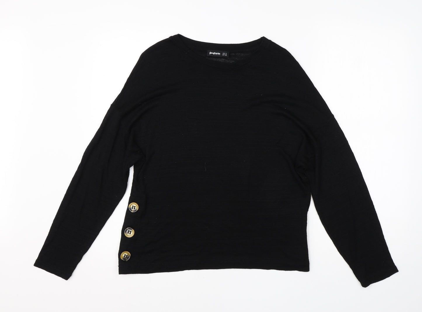 Stradivarius Womens Black Round Neck  Viscose Pullover Jumper Size S