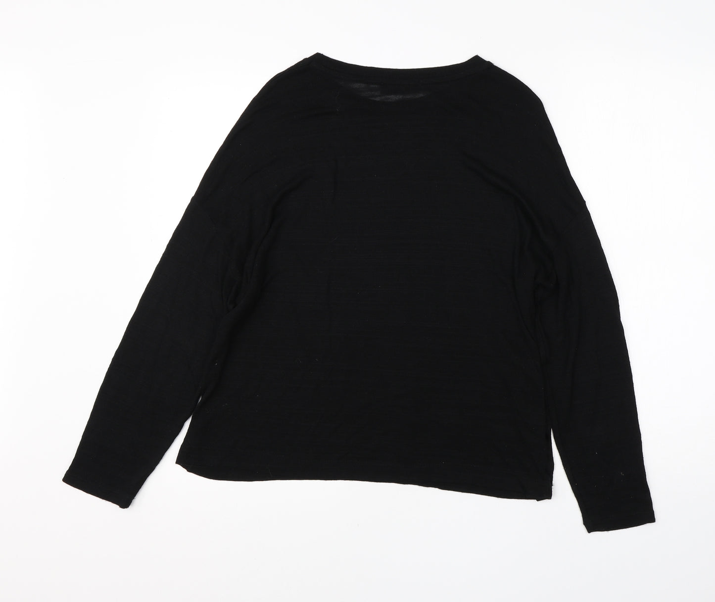 Stradivarius Womens Black Round Neck  Viscose Pullover Jumper Size S