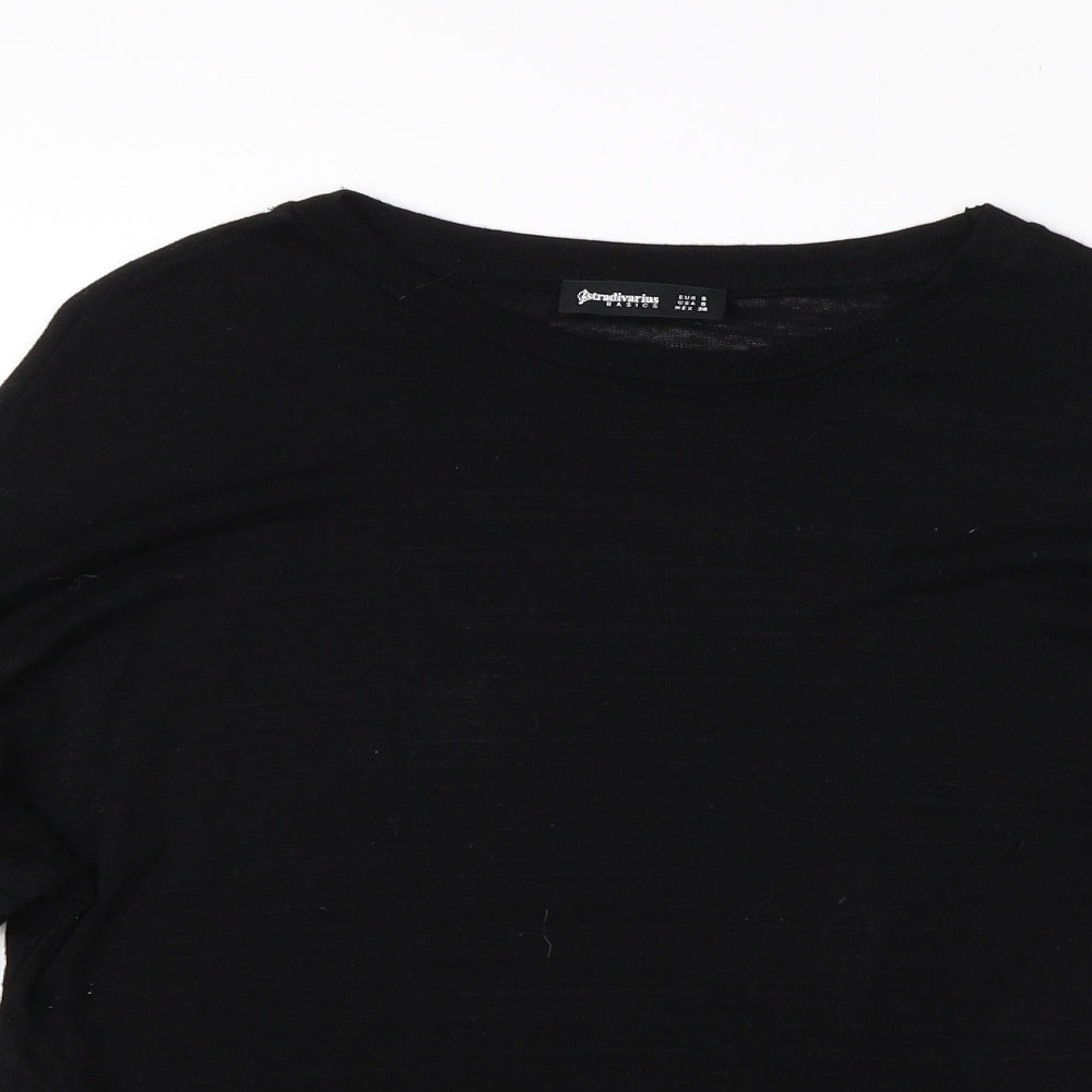 Stradivarius Womens Black Round Neck  Viscose Pullover Jumper Size S