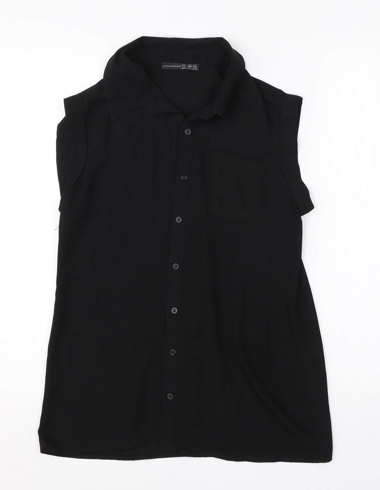 Atmosphere Womens Black  Viscose Basic Blouse Size 8 Collared
