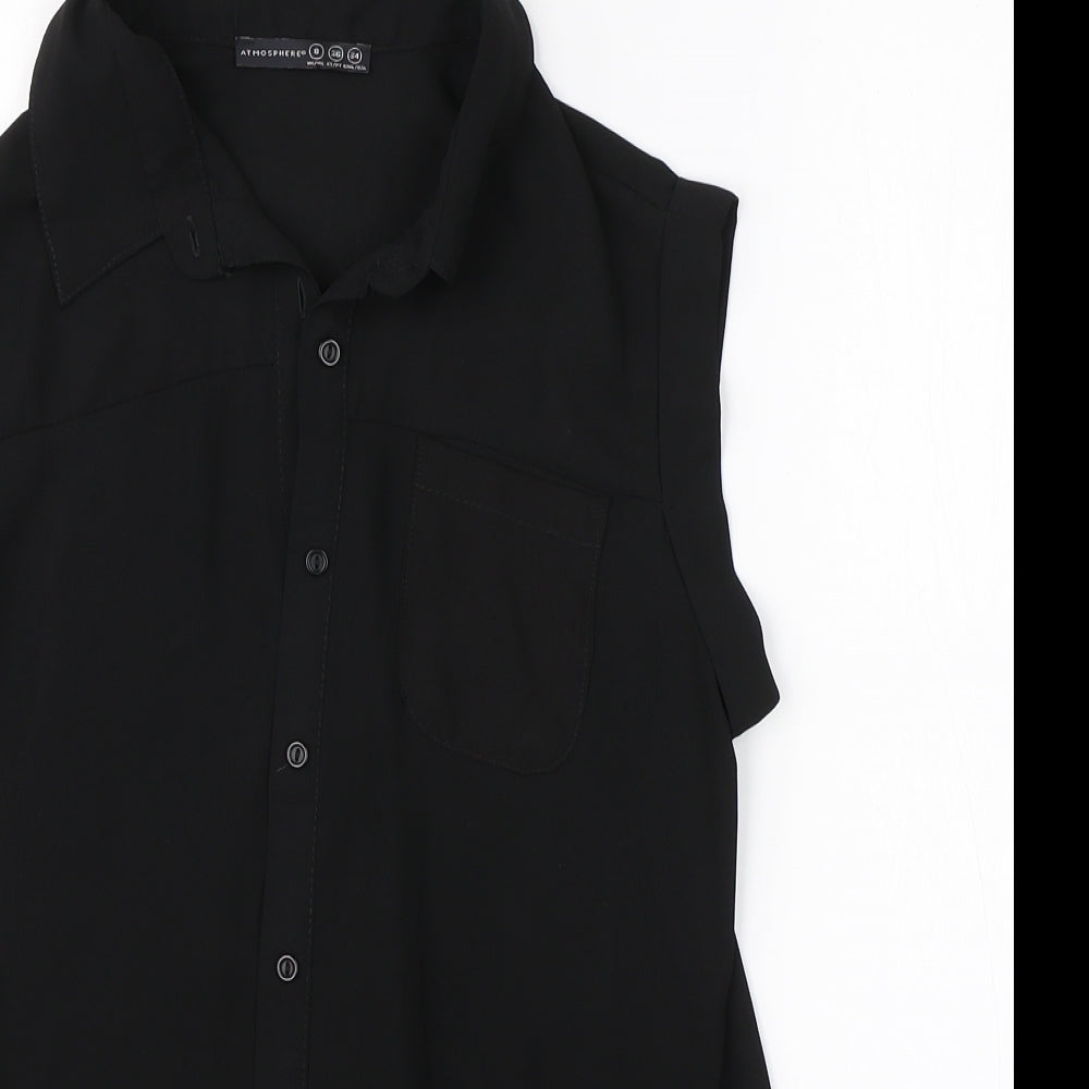 Atmosphere Womens Black  Viscose Basic Blouse Size 8 Collared