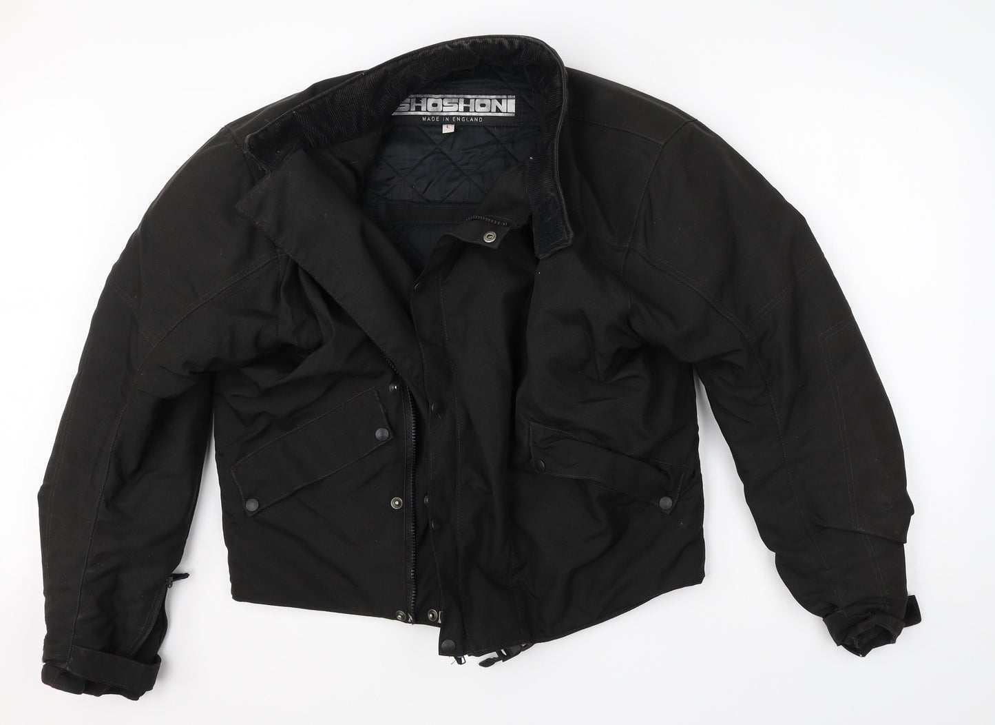 Shoshoni Mens Black   Biker Jacket Size L   - padded motorcycle