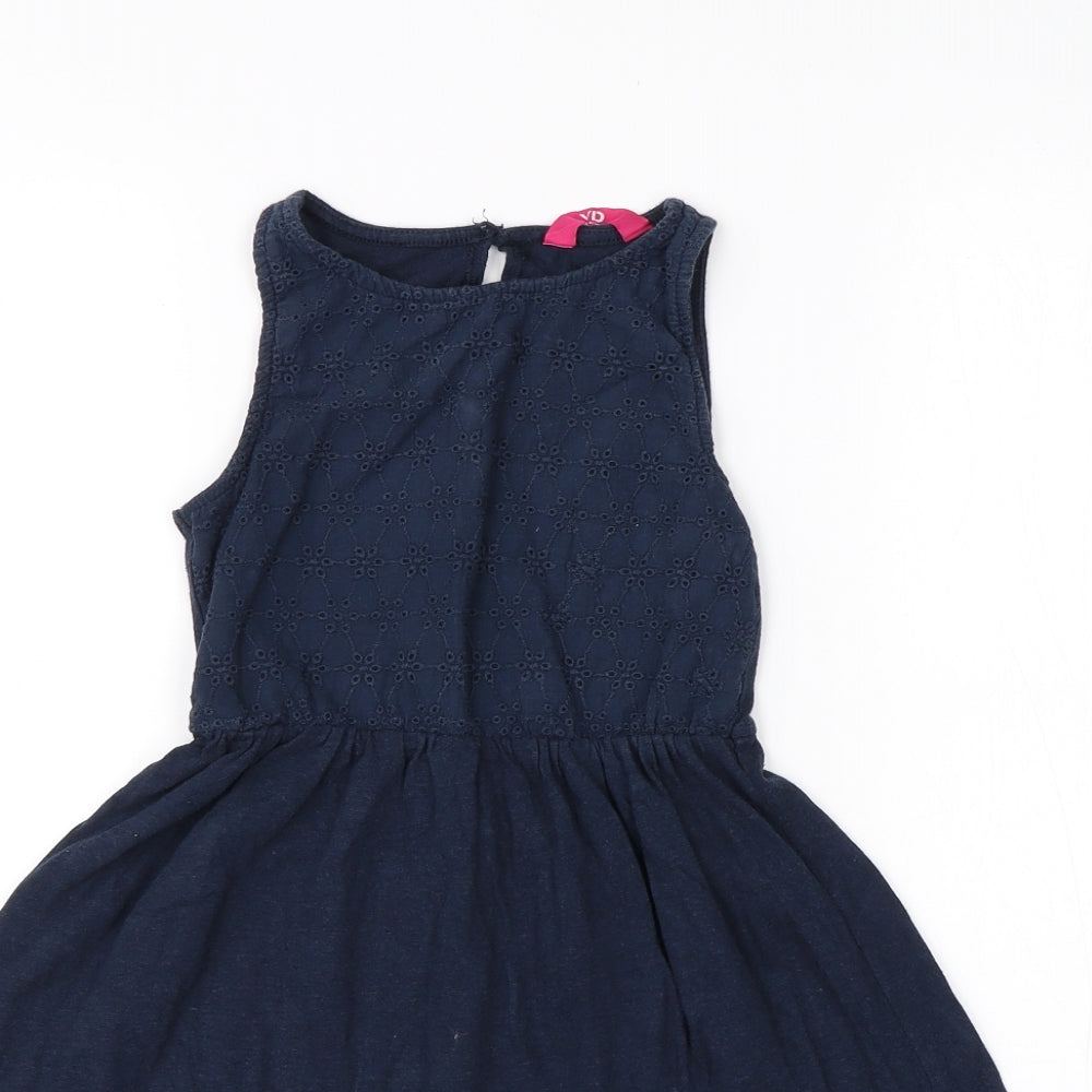 YD Girls Blue  Cotton A-Line  Size 9-10 Years  Round Neck