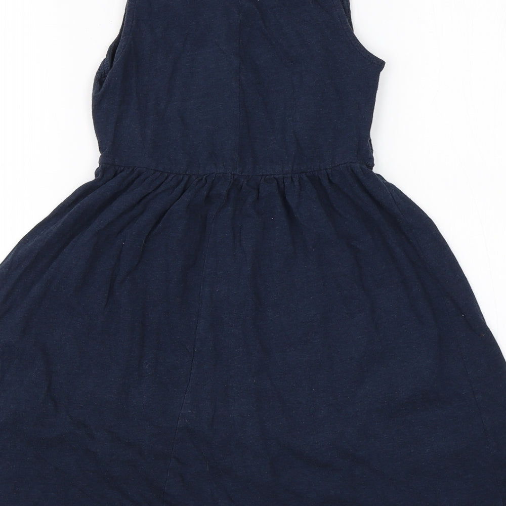 YD Girls Blue  Cotton A-Line  Size 9-10 Years  Round Neck