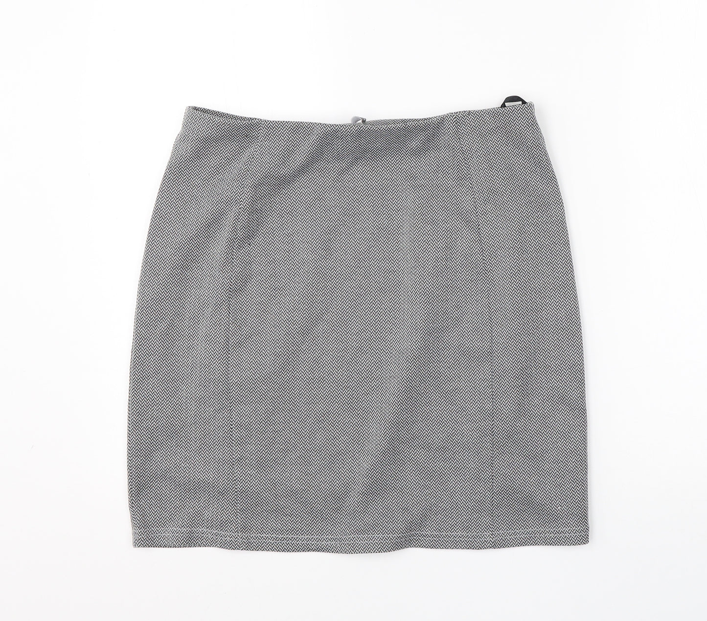 Primark Womens Grey Herringbone Polyester Straight & Pencil Skirt Size 12