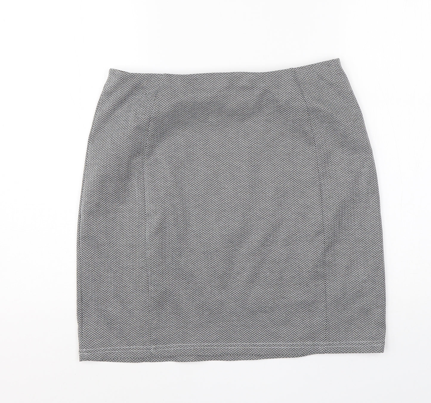 Primark Womens Grey Herringbone Polyester Straight & Pencil Skirt Size 12