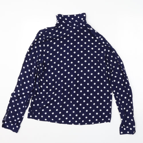 Atmosphere Womens Blue Polka Dot Viscose Basic Button-Up Size 8 Collared