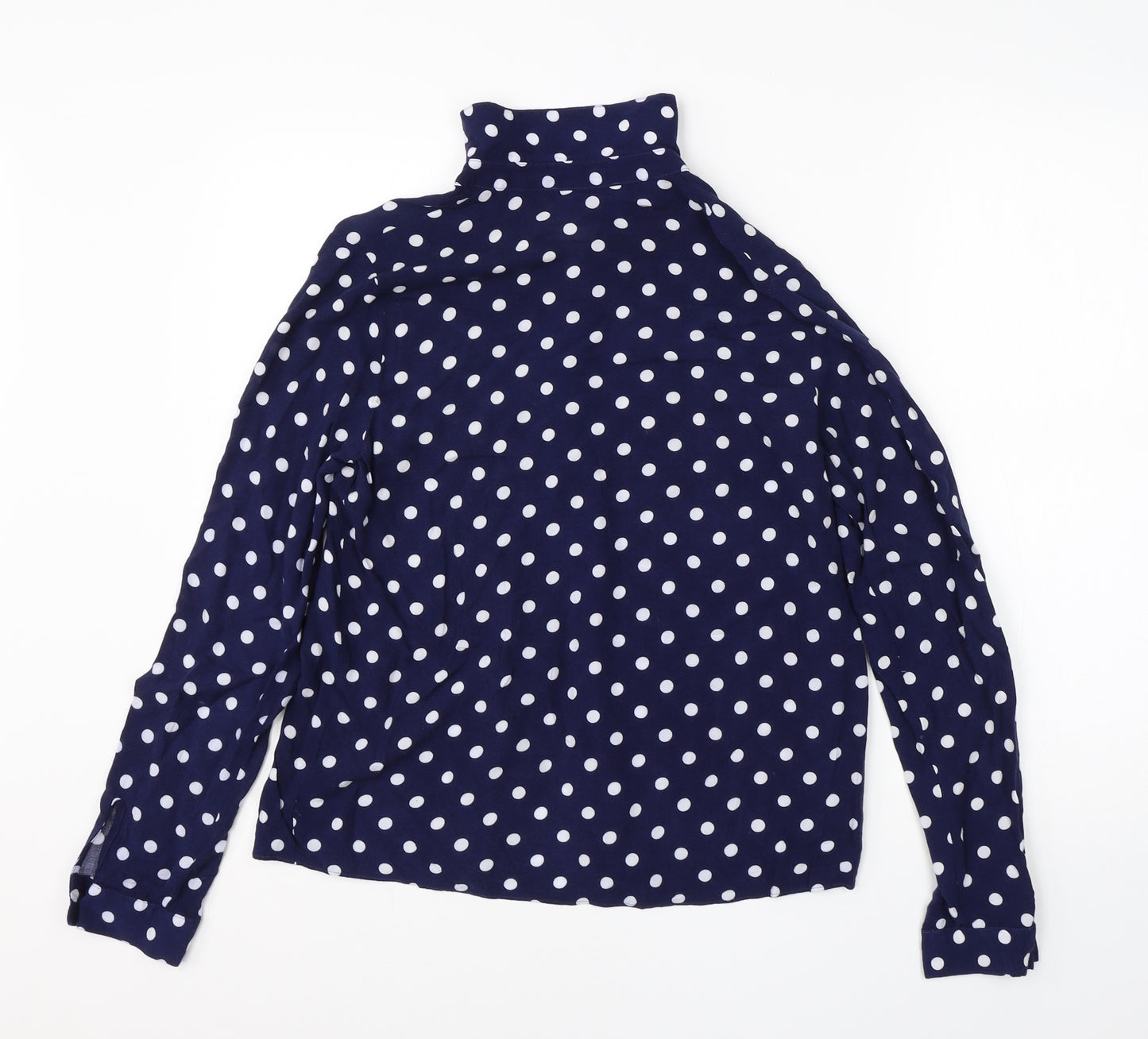 Atmosphere Womens Blue Polka Dot Viscose Basic Button-Up Size 8 Collared