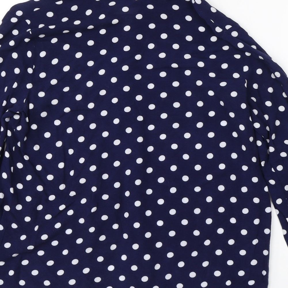 Atmosphere Womens Blue Polka Dot Viscose Basic Button-Up Size 8 Collared