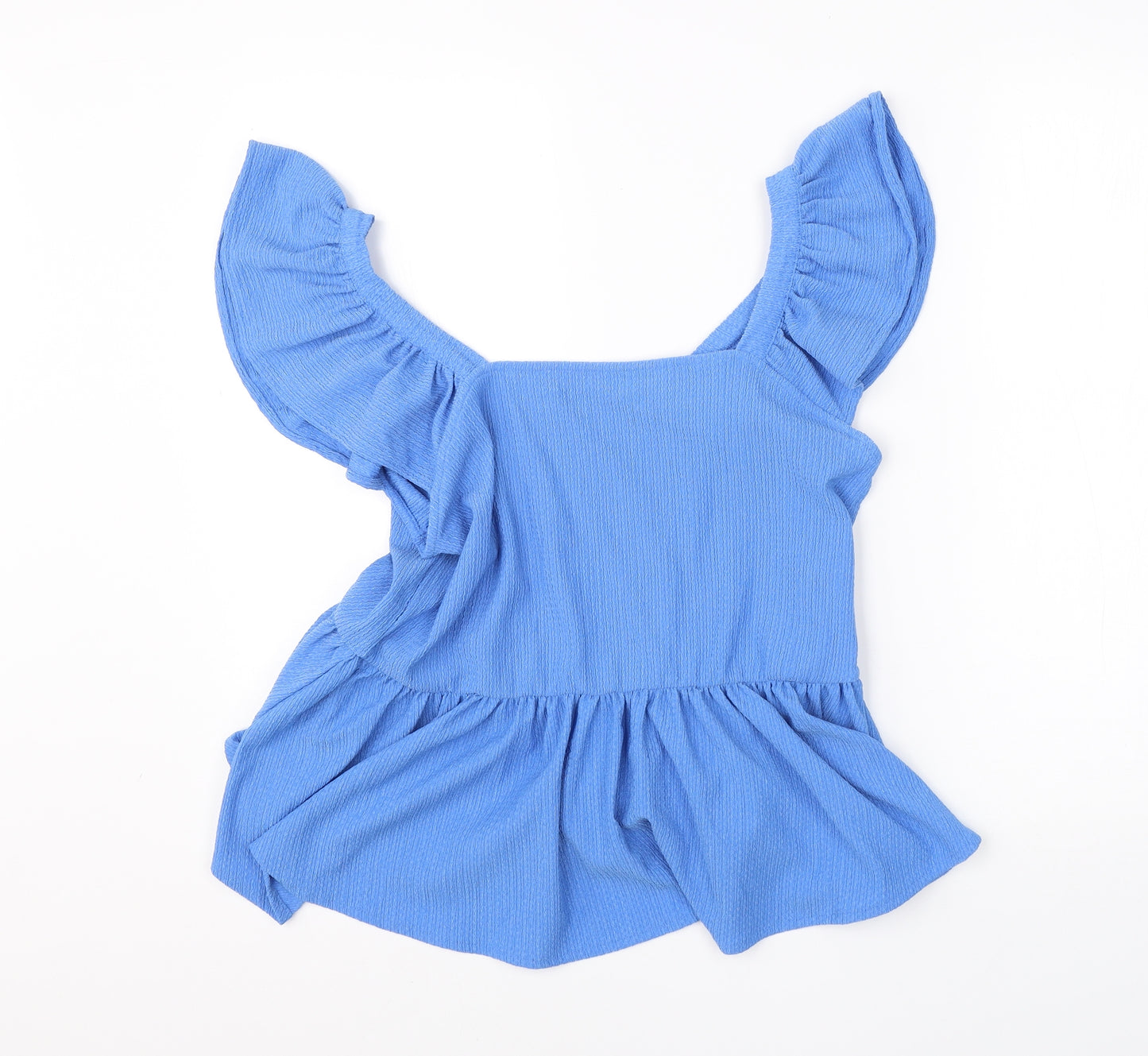 Papaya Womens Blue  Polyester Basic Blouse Size 14 Off the Shoulder