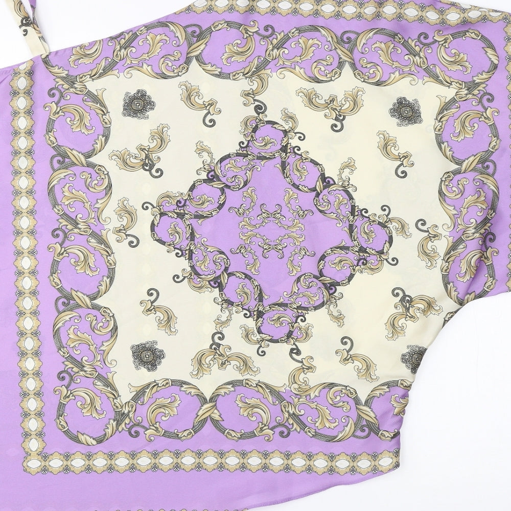 River Island Womens Purple Paisley Polyester Basic Blouse Size M Off the Shoulder