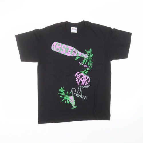 Hanes Womens Black  Cotton Basic T-Shirt Size S Round Neck