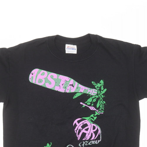 Hanes Womens Black  Cotton Basic T-Shirt Size S Round Neck