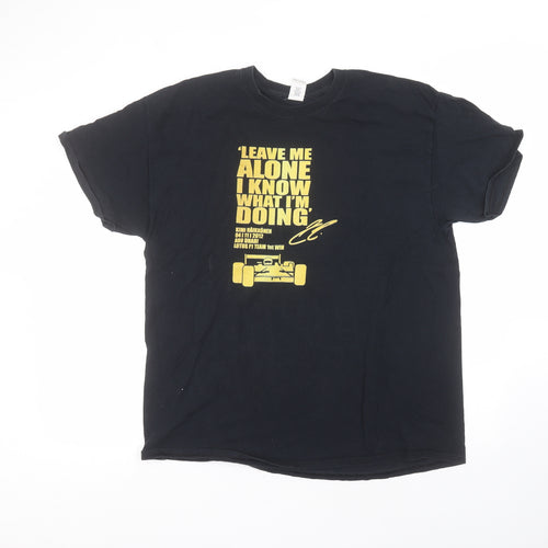 Gilden Mens Black  Cotton  T-Shirt Size XL Round Neck