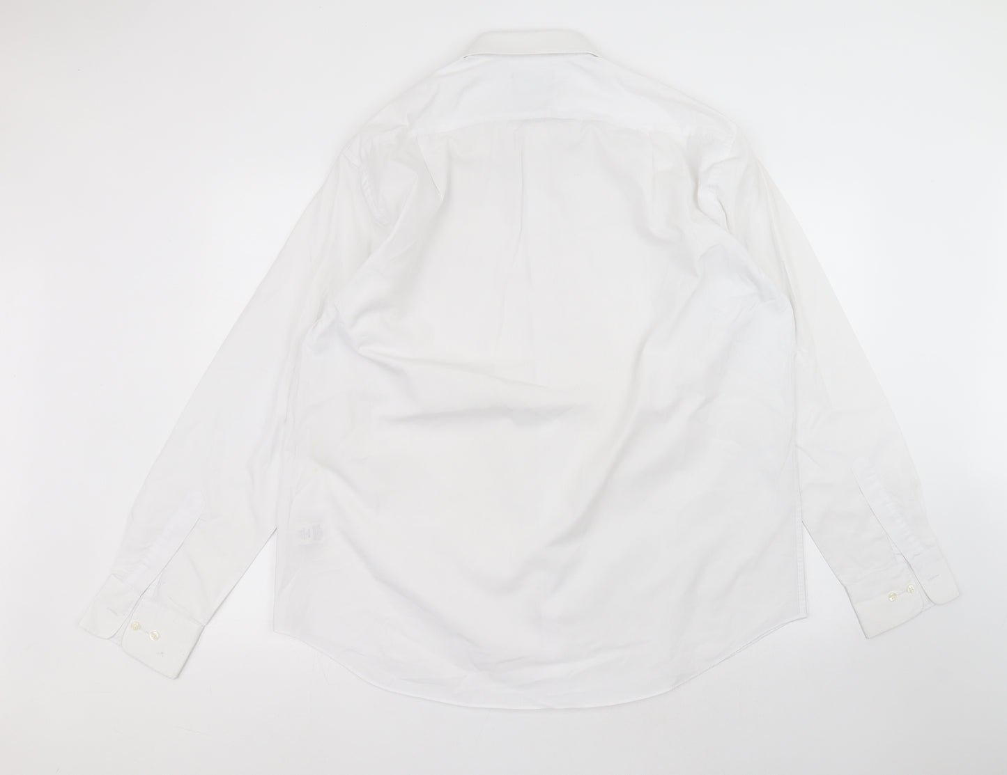 Marks and Spencer Mens White  Polyester  Dress Shirt Size 17 Collared