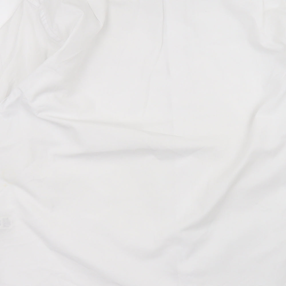 Marks and Spencer Mens White  Polyester  Dress Shirt Size 17 Collared
