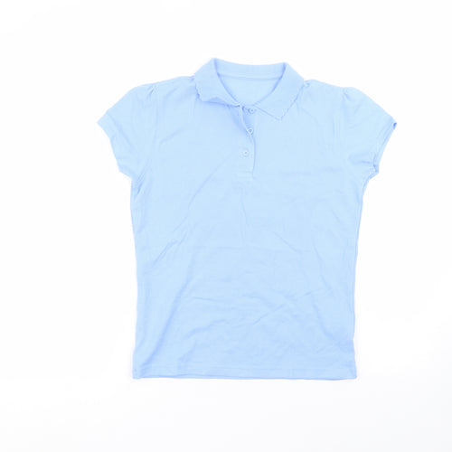 George Girls Blue  Cotton Basic Polo Size 10-11 Years Collared