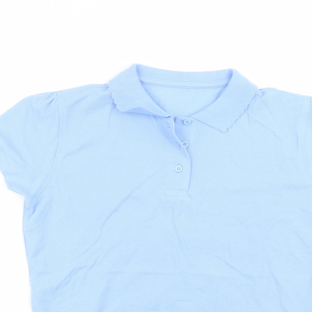 George Girls Blue  Cotton Basic Polo Size 10-11 Years Collared