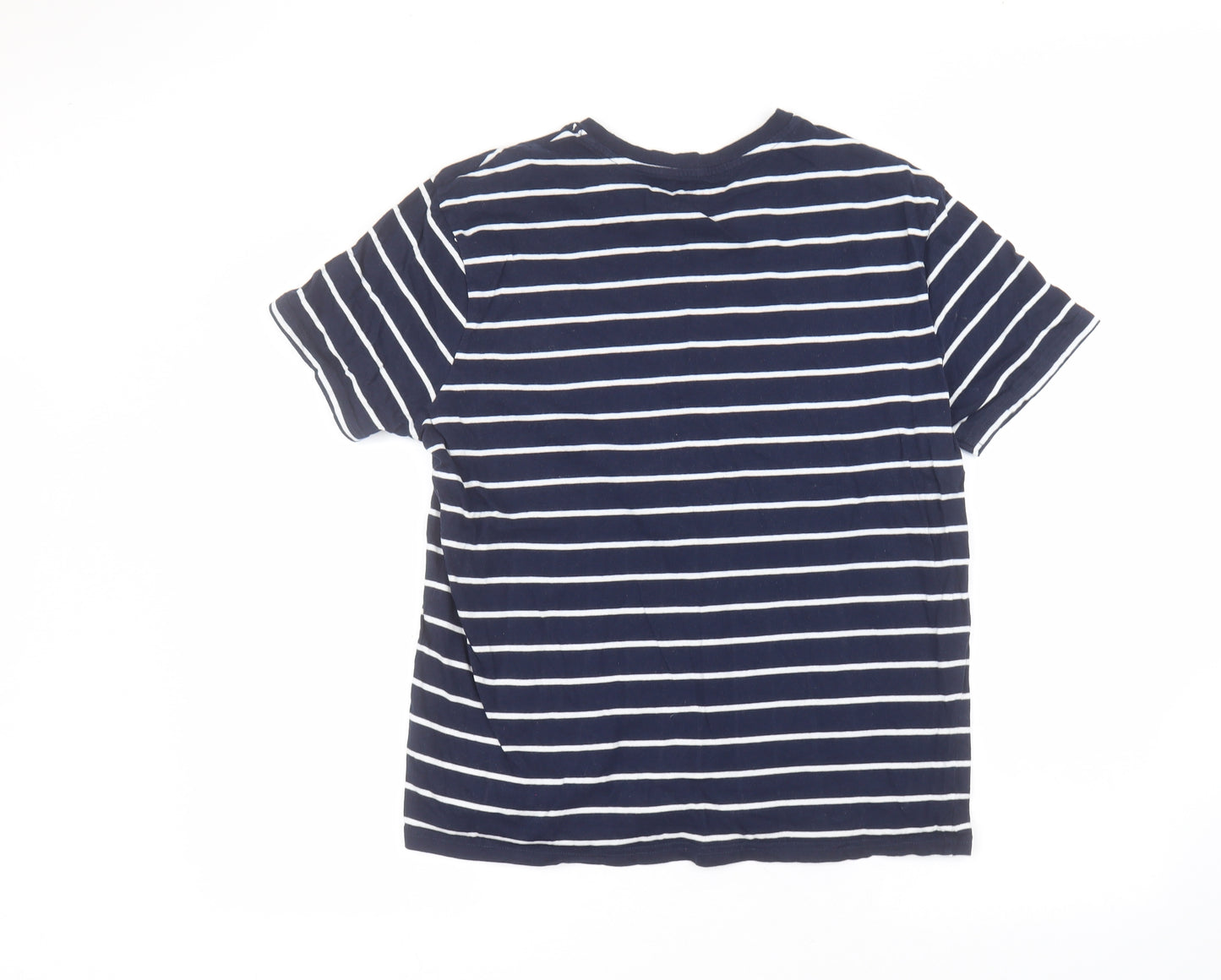NEXT Womens Blue Striped Cotton Basic T-Shirt Size M Round Neck
