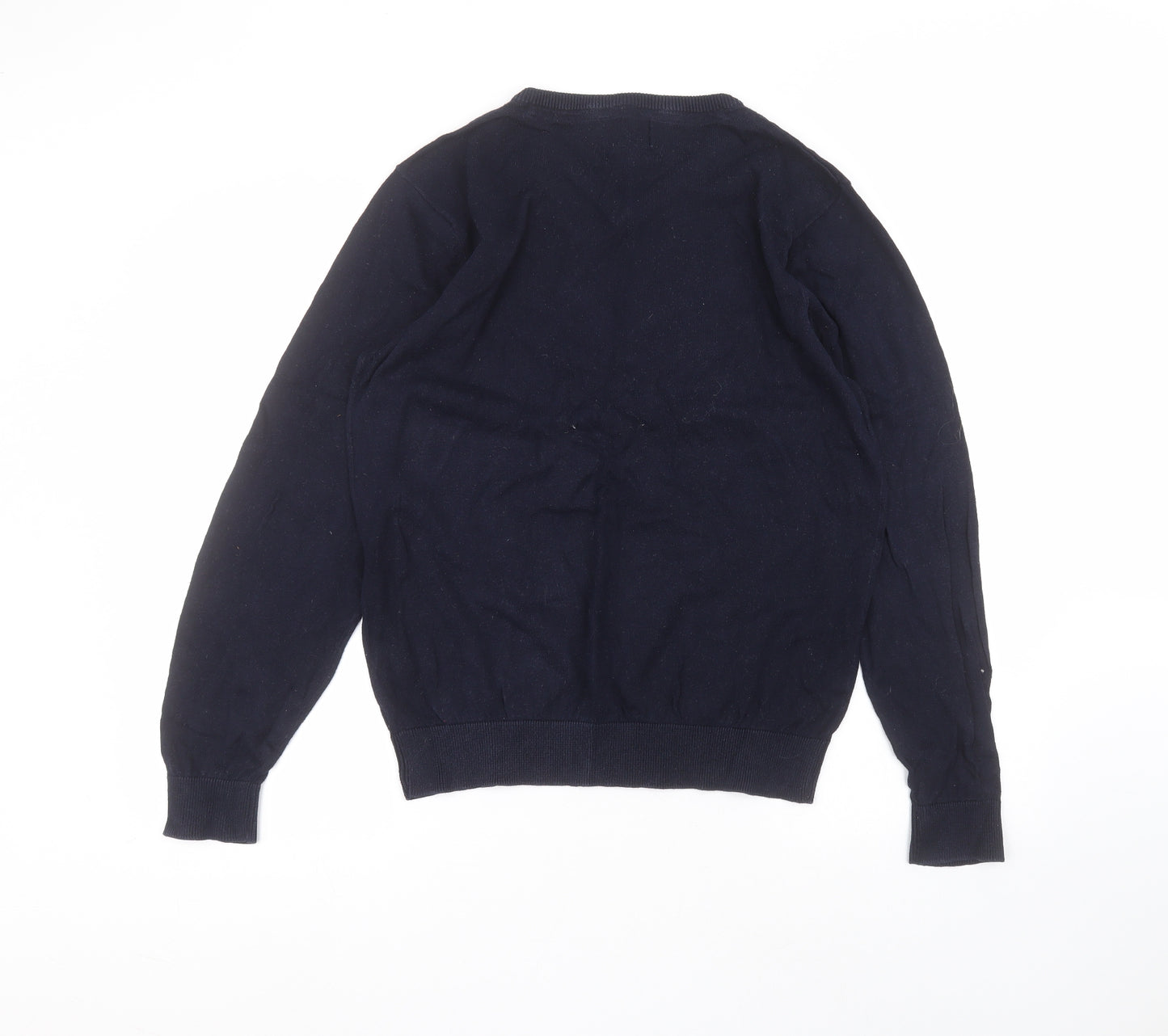 George Mens Blue Round Neck  Cotton Pullover Jumper Size M