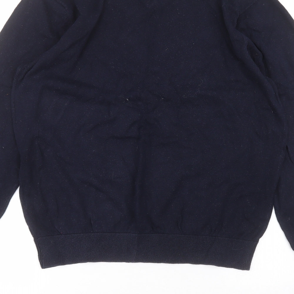 George Mens Blue Round Neck  Cotton Pullover Jumper Size M