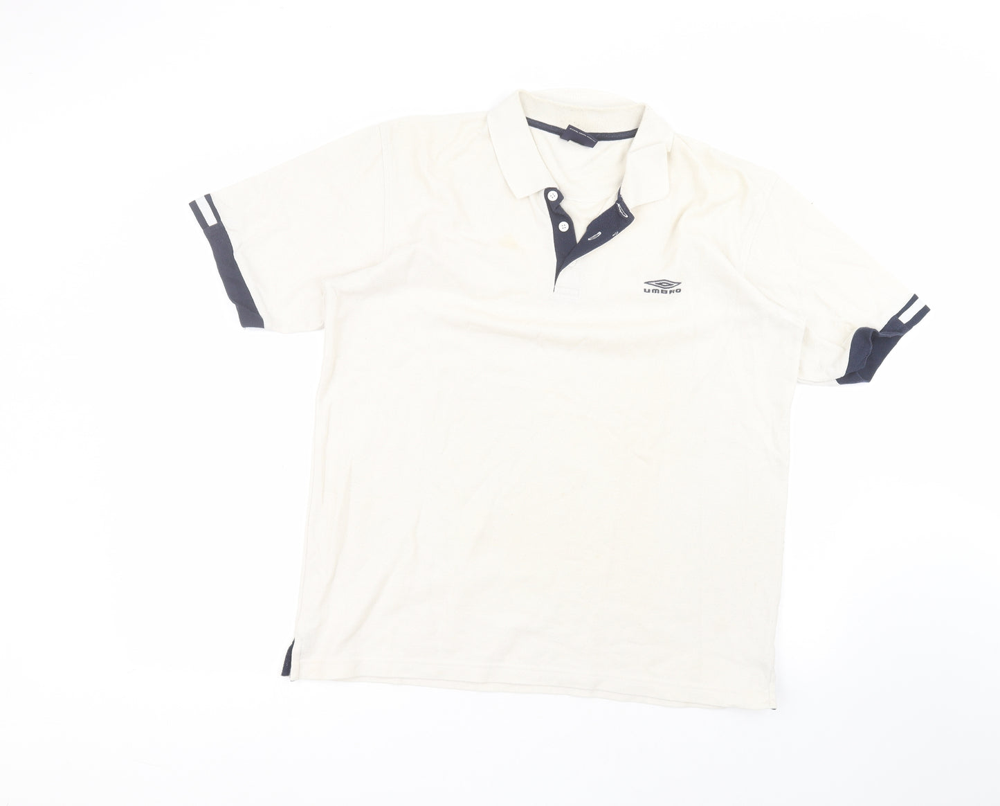 Umbro Mens White  Polyester  Polo Size L Collared