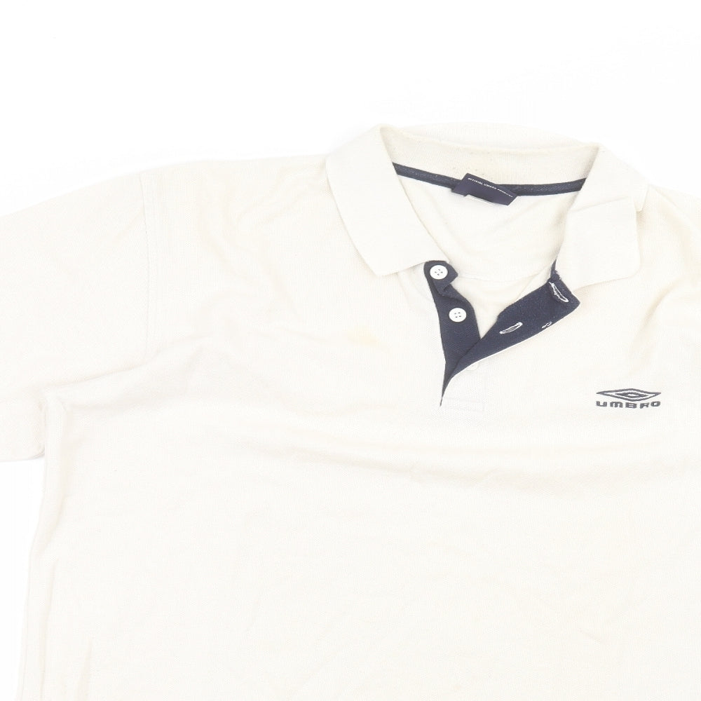 Umbro Mens White  Polyester  Polo Size L Collared