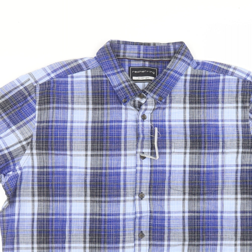 Red Herring Mens Blue  Cotton  Dress Shirt Size XL Collared