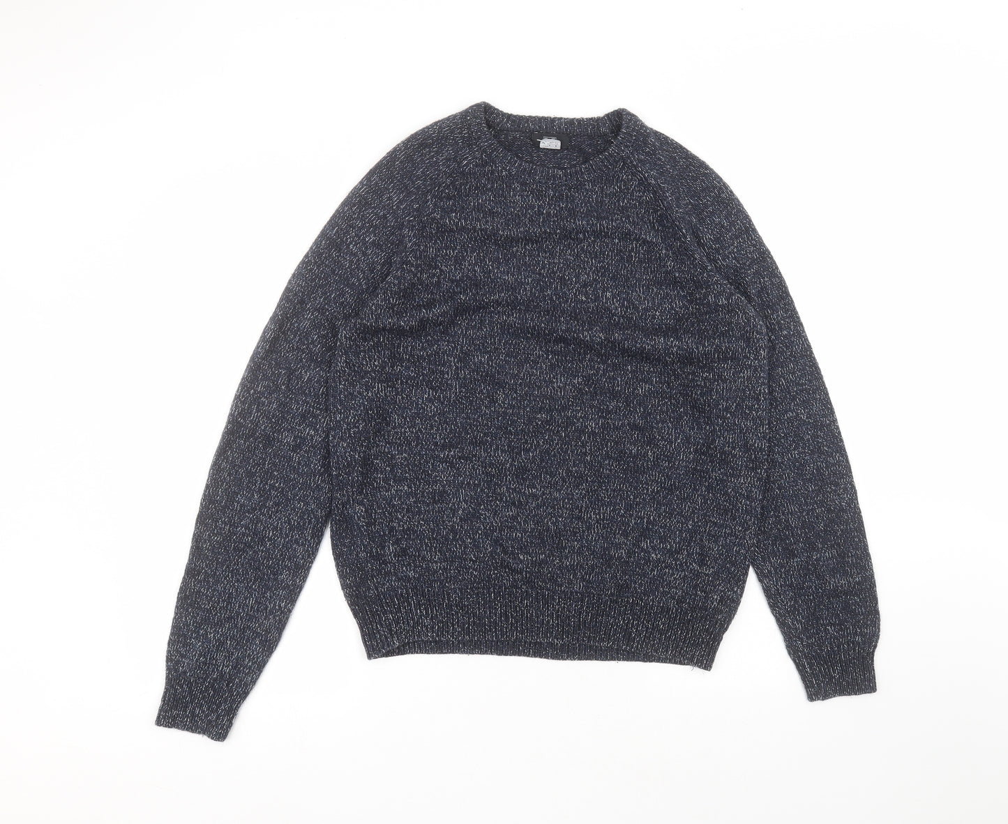 F&F Mens Blue Round Neck  Acrylic Pullover Jumper Size M