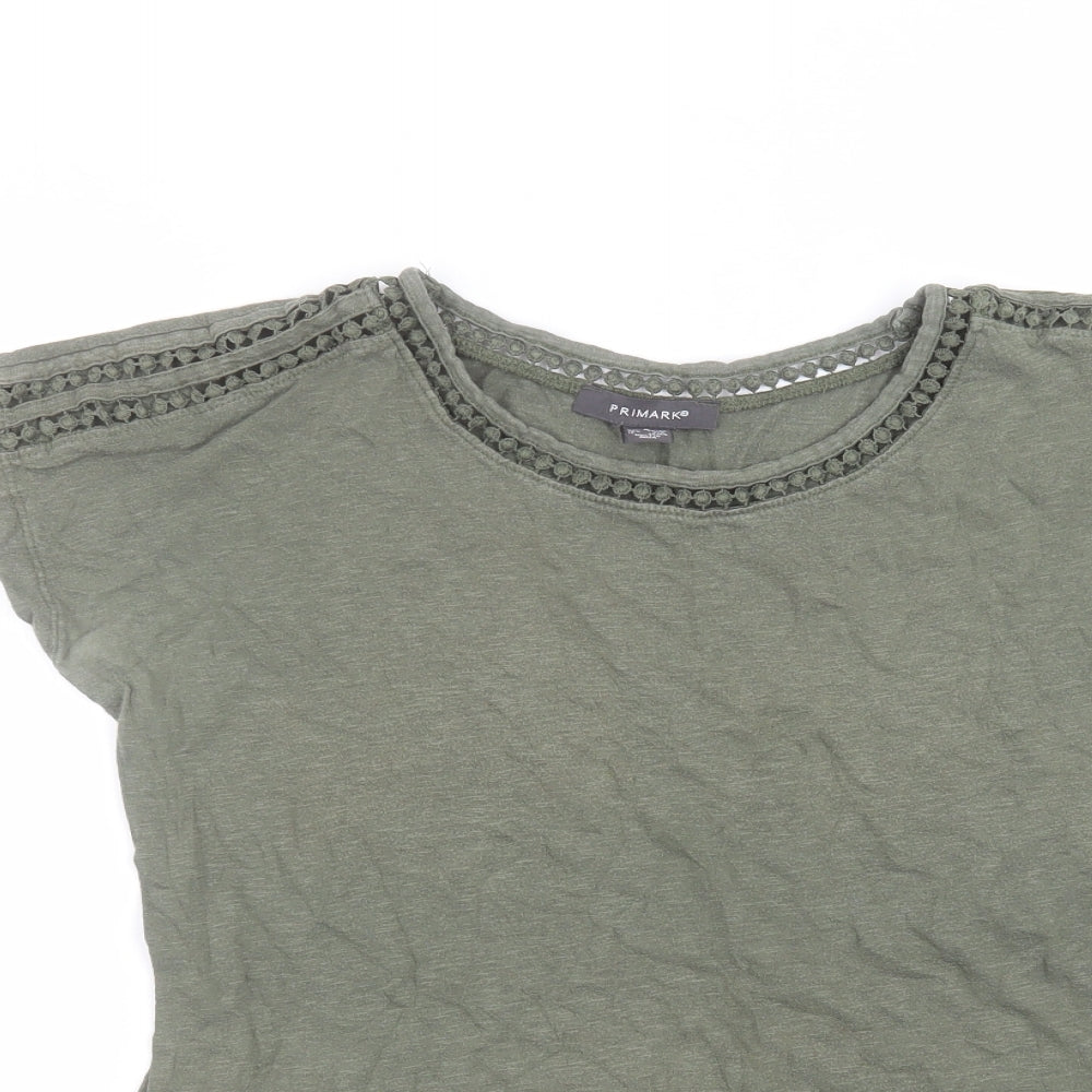 Primark Womens Green  Cotton Basic T-Shirt Size S Round Neck