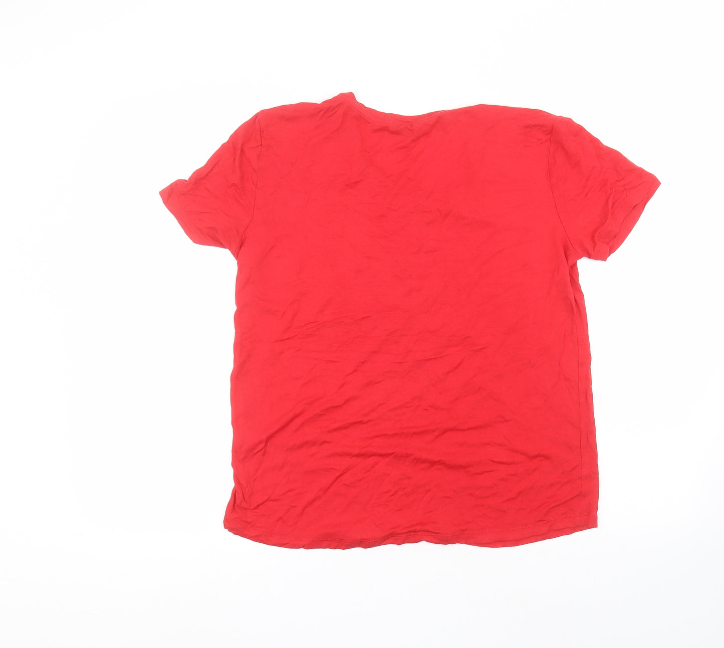 TU Womens Red  Viscose Basic T-Shirt Size 12 Round Neck