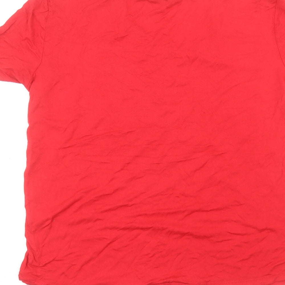 TU Womens Red  Viscose Basic T-Shirt Size 12 Round Neck