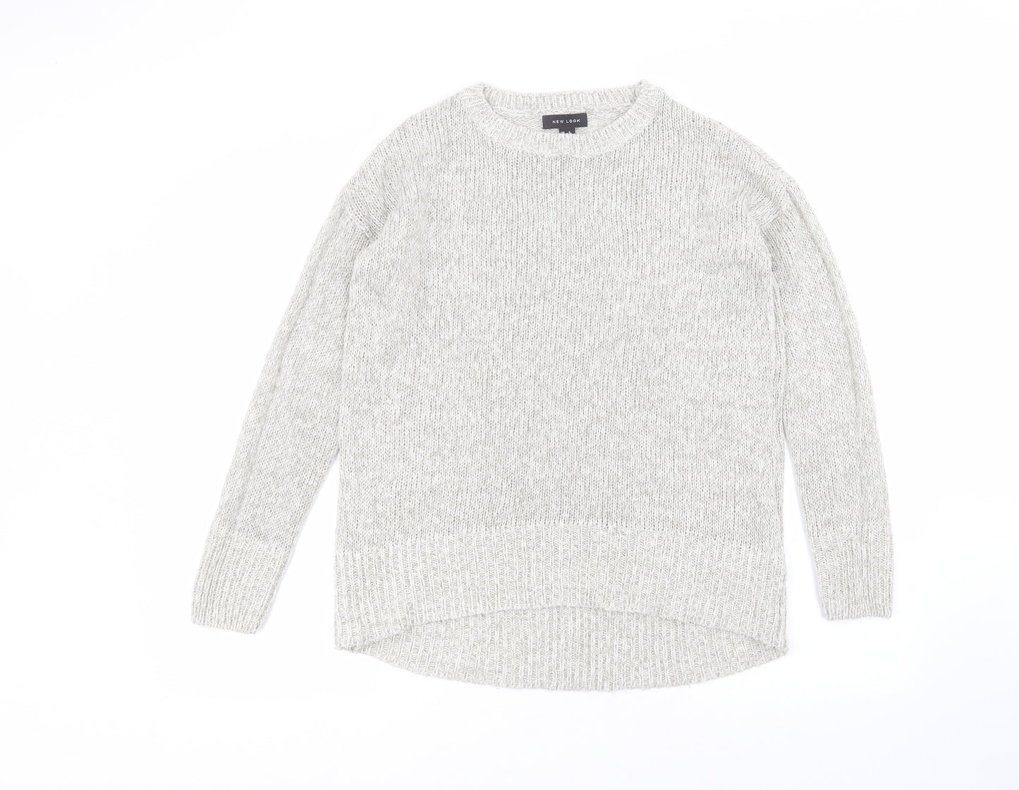 New Look Womens Grey Round Neck  Acrylic Pullover Jumper Size S
