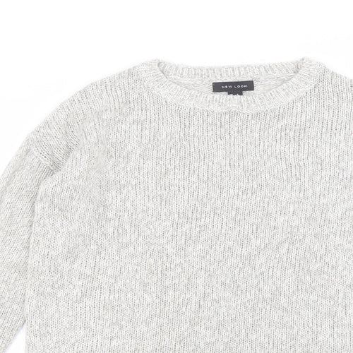 New Look Womens Grey Round Neck  Acrylic Pullover Jumper Size S