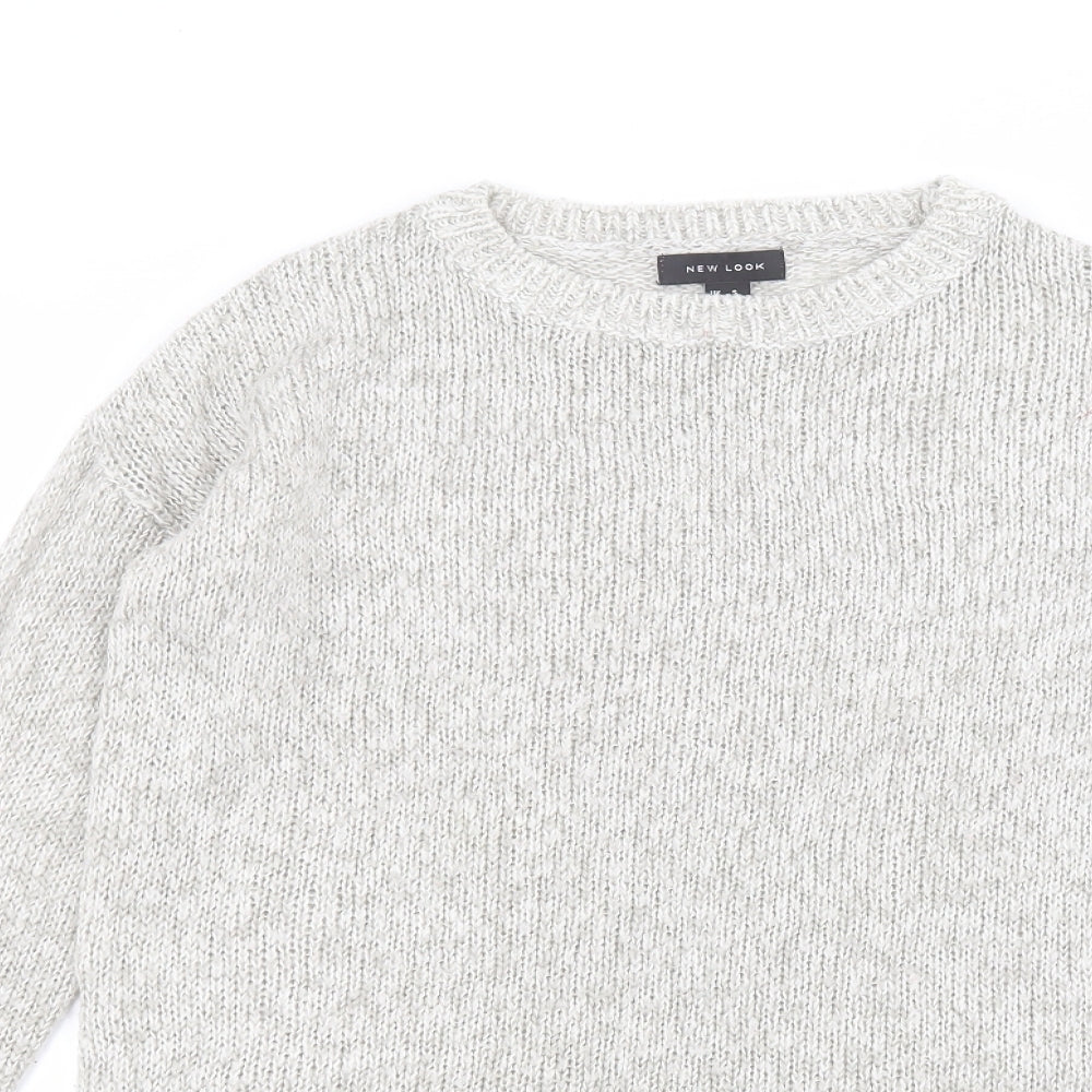 New Look Womens Grey Round Neck  Acrylic Pullover Jumper Size S