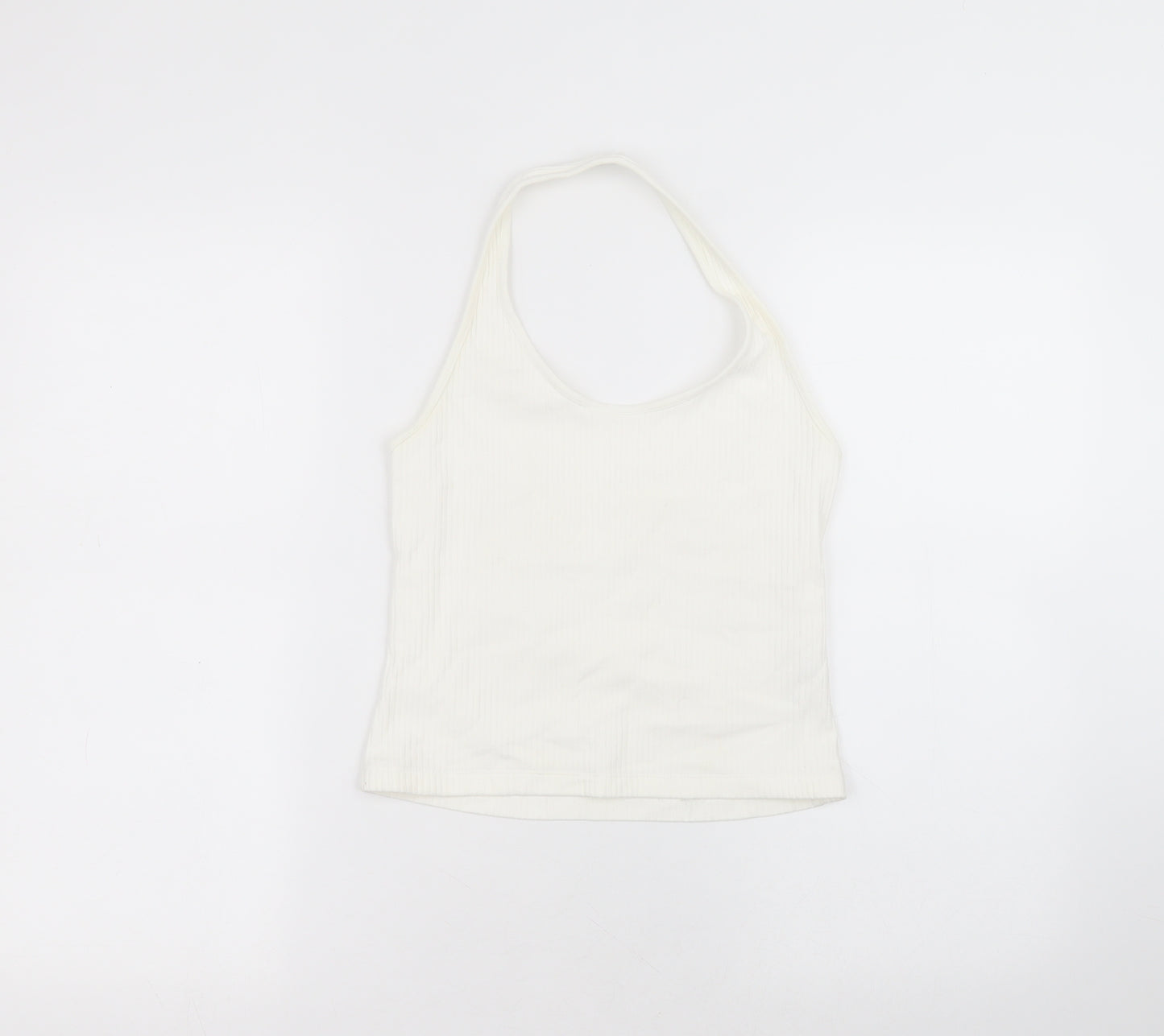 Marks and Spencer Womens White  Cotton Basic T-Shirt Size 10 Round Neck