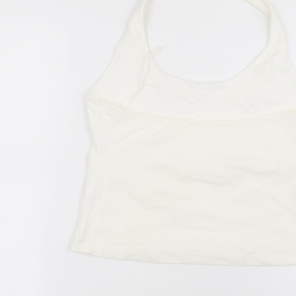 Marks and Spencer Womens White  Cotton Basic T-Shirt Size 10 Round Neck