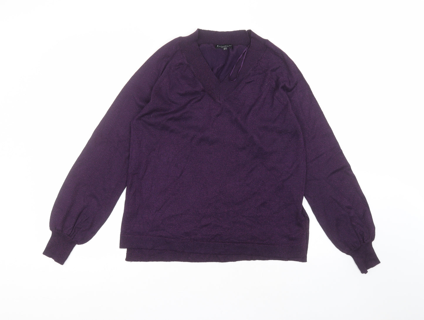F&F Womens Purple  Viscose Basic T-Shirt Size 12 V-Neck