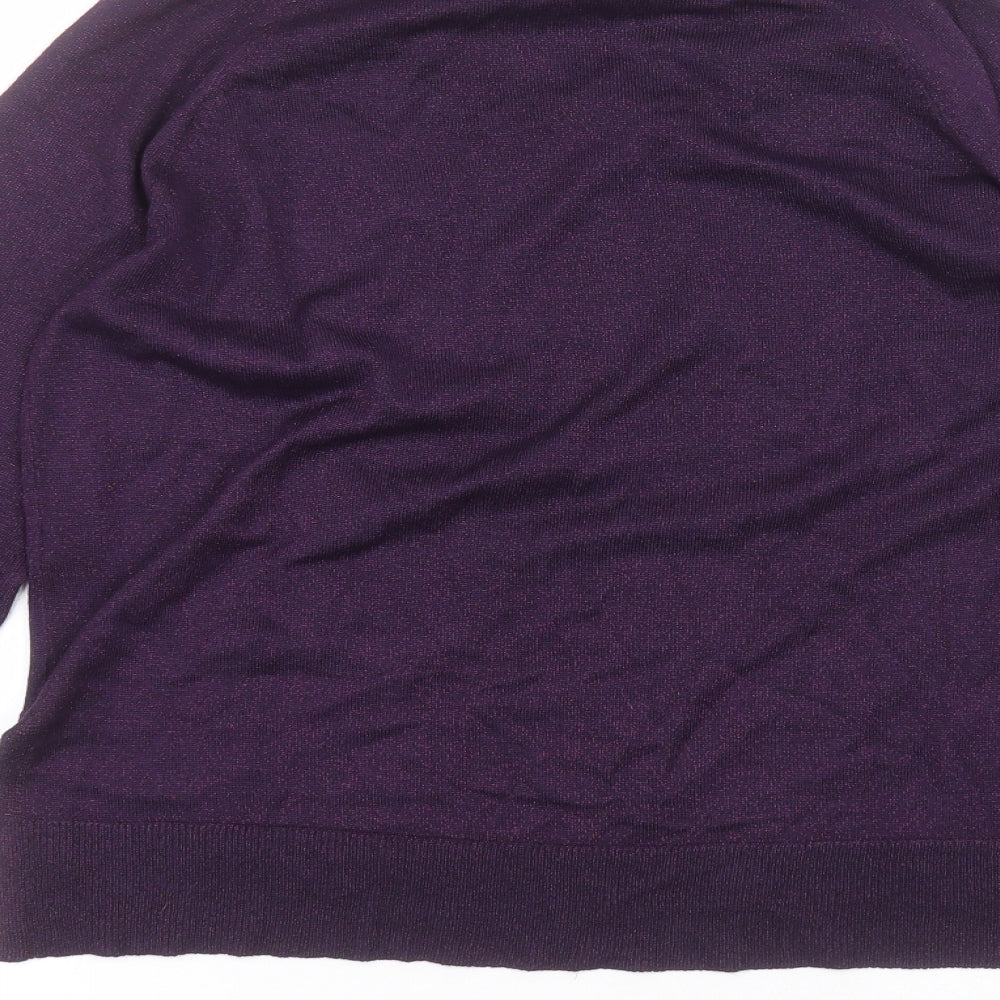 F&F Womens Purple  Viscose Basic T-Shirt Size 12 V-Neck