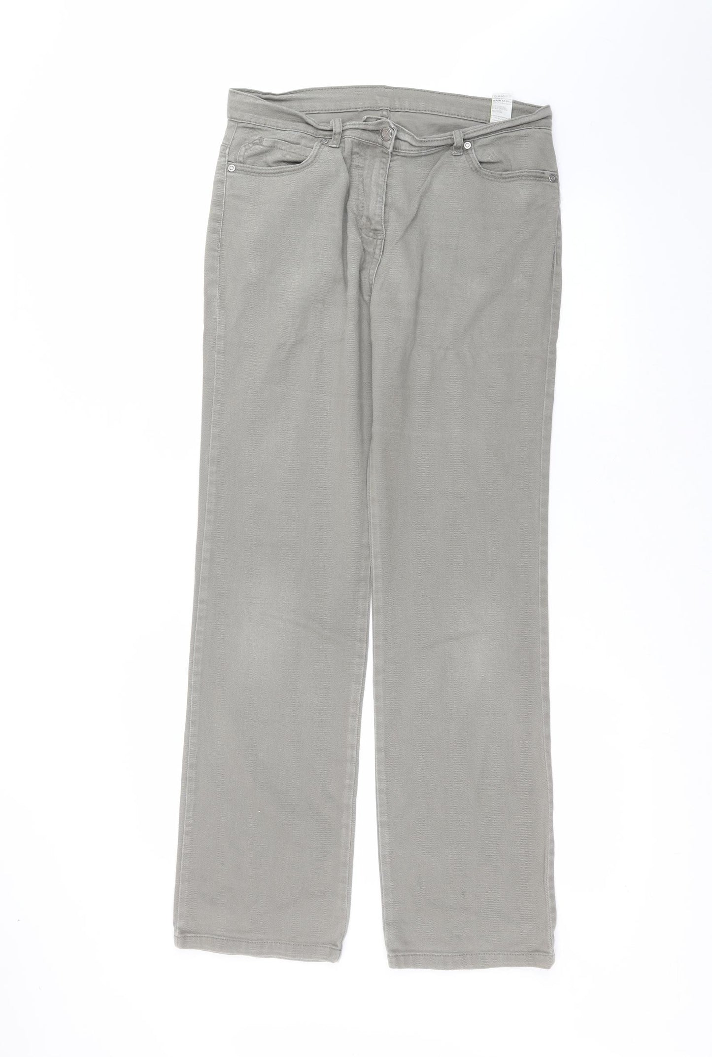 Marks and Spencer Womens Green  Cotton Straight Jeans Size 12 L30 in Regular